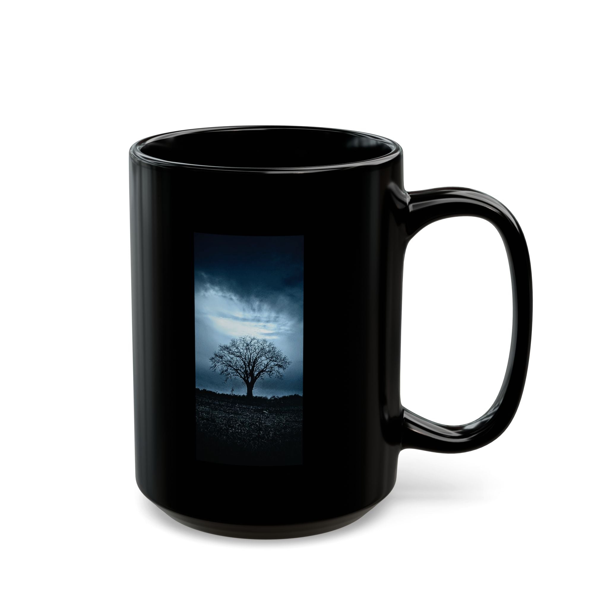 Lone Tree Black Coffee Mug – Ceramic, 15oz