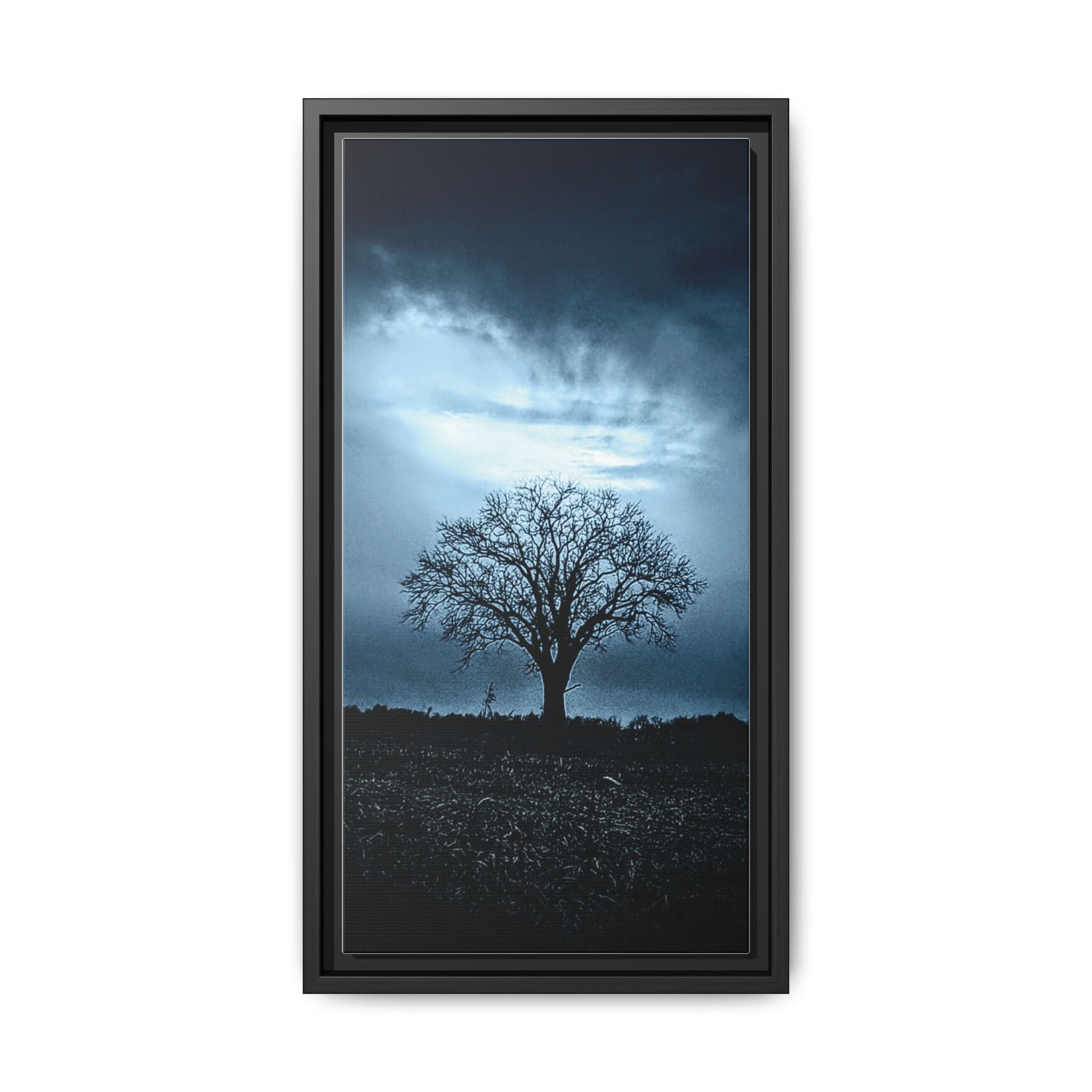 Framed Matte Canvas - The Lone Tree by The Shots Photoworks (Moody Landscape Wall Art)