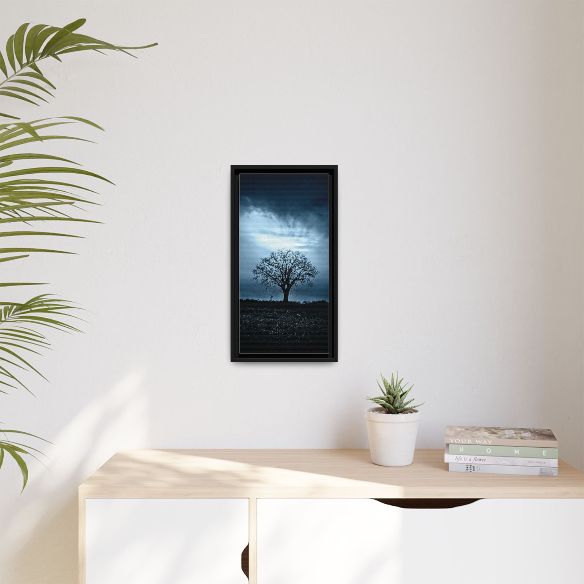 Framed Matte Canvas - The Lone Tree by The Shots Photoworks (Moody Landscape Wall Art)