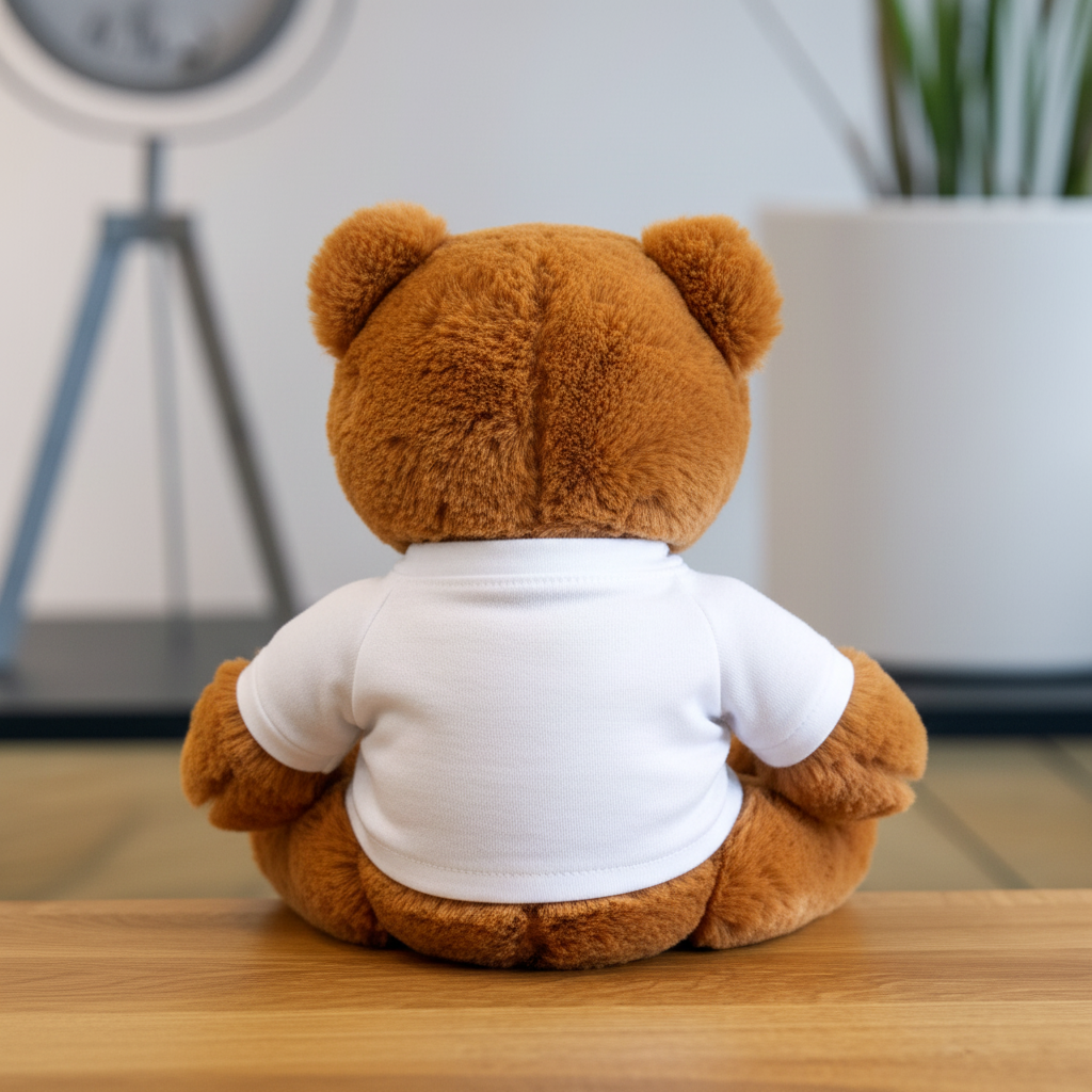 Back view of Snapshot the Bear with plain shirt